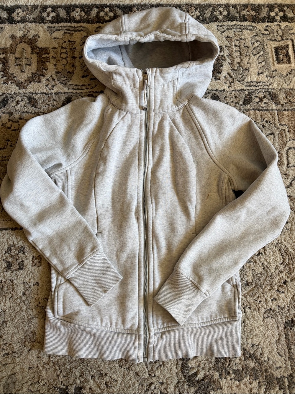 lululemon athletica Heather Light Gray Full-Zip Hooded Sweatshirt
